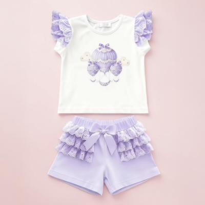 Picture of Giorgio Bambini Girls Air Balloon Top Ruffle Shorts & Hairband Set X 3 - Lilac