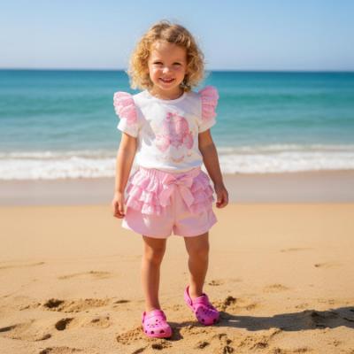 Picture of Giorgio Bambini Girls Air Balloon Top Ruffle Shorts & Hairband Set X 3 - Pink