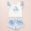 Picture of Giorgio Bambini Girls Air Balloon Top Ruffle Shorts & Hairband Set X 3 - Blue