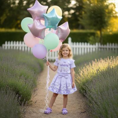 Picture of Giorgio Bambini Girls Diamante Carousel Top Skirt & Hairband Set X 3 - Lilac