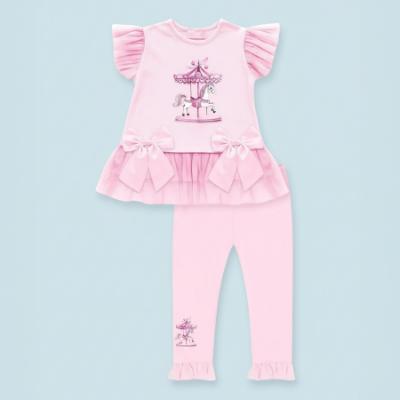 Picture of Giorgio Bambini Girls Diamante Carousel Tunic Leggings & Hairband Set X 3 - Pink