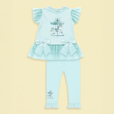 Picture of Giorgio Bambini Girls Diamante Carousel Tunic Leggings & Hairband Set X 3 - Mint