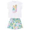 Picture of Mayoral Girls Summer Applique Top & Poplin Shorts Set X 2 - Lake Green