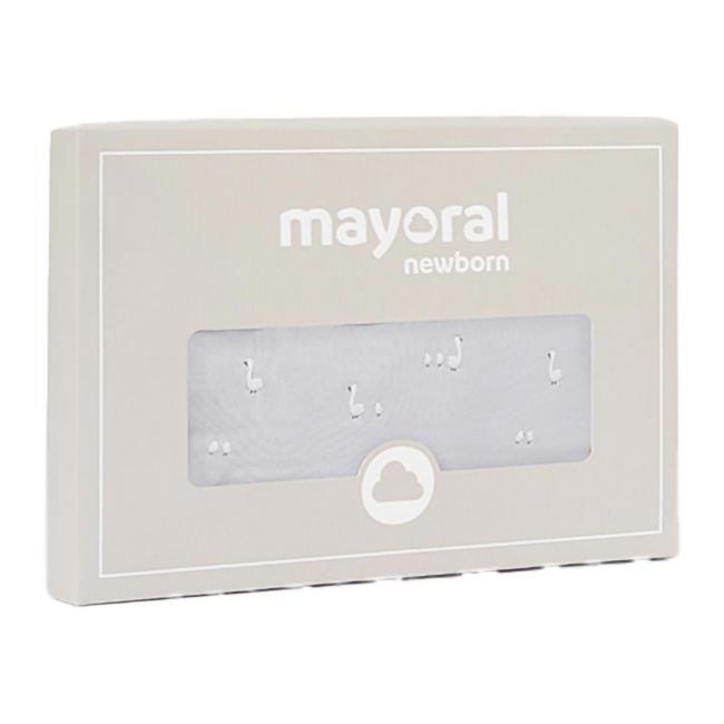 Picture of Mayoral Newborn Baby Duck Print Cotton Blanket - Grey Ivory Beige