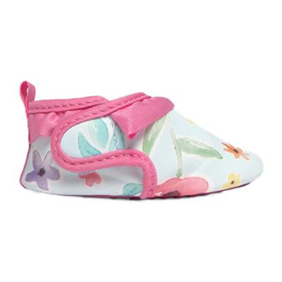 Picture of Mayoral Newborn Girls Floral Hawaii Lycra Easy On Booties - Aqua Fuchsia Multi