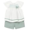 Picture of Mayoral Toddler Girls Summer Smocked Blouse & Shorts Set X 2 - Lake Green