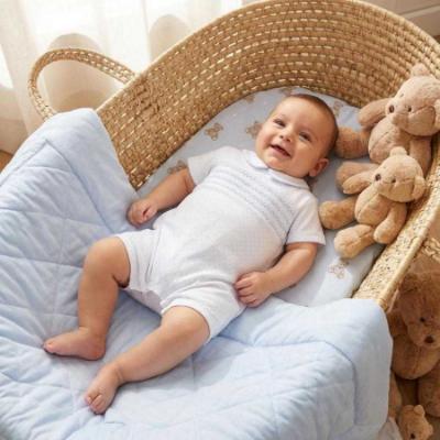 Picture of Deolinda Baby Boys Confetti Smocked Bodice Polka Romper - White Blue