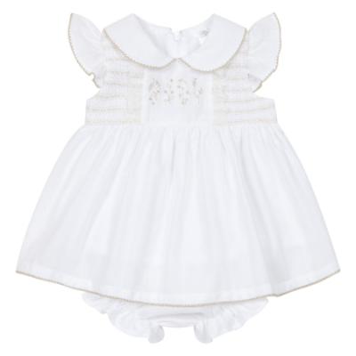 Picture of Deolinda Baby Girls Comporta Smocked Dress & Panties Set X 2 - Ivory Beige