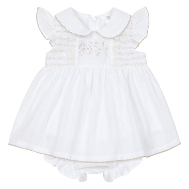 Picture of Deolinda Baby Girls Comporta Smocked Dress & Panties Set X 2 - Ivory Beige