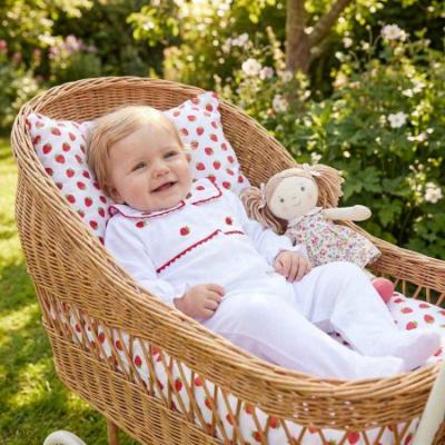 Picture of Deolinda Baby Girls Pavlova Front Opening Strawberry Babygrow In Gift Box - White Red