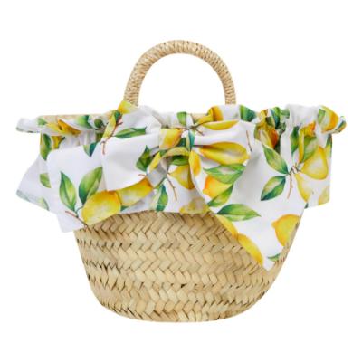 Picture of Deolinda Girls Sorrento Lemons Print Straw Basket & Sunhat Set X 2 - Lemons