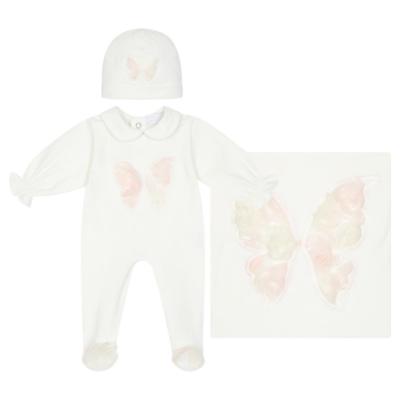 Picture of Deolinda Chic Baby Girls Linda Collection Blanket Sleepsuit & Hat Set X 3 - Ivory Pink