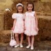 Picture of Deolinda Chic Girls Linda Dress With Tulle Flowers - Pink Ivory