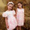 Picture of Deolinda Chic Girls Linda Dress With Tulle Flowers - Pink Ivory