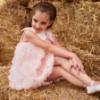 Picture of Deolinda Chic Girls Linda Dress With Tulle Flowers - Pink Ivory