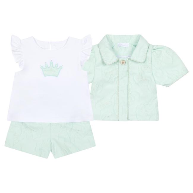 Picture of Deolinda Chic Girls Linda Crown Top Shorts & Jacket Set X 3 - White Mint