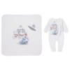 Picture of Sofija Baby Arabella Collection Babygrow Hat & Swaddle Set X 3 - White Blue