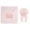 Picture of Sofija Baby Nel Collection Babygrow Hat & Swaddle Set X 3 - Dark Pink