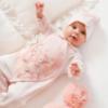 Picture of Sofija Baby Nel Collection Babygrow Hat & Swaddle Set X 3 - Dark Pink