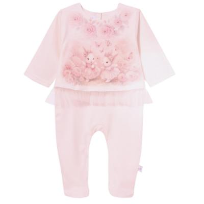 Picture of Sofija Baby Nel Collection Bunny Print  Babygrow - Dark Pink