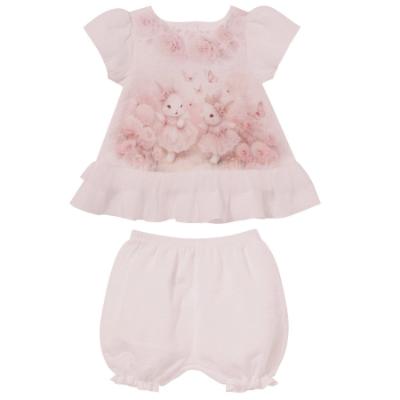 Picture of Sofija Baby Nel Collection Bunny Print Muslin Jam Pant Set X 2 - Dark Pink