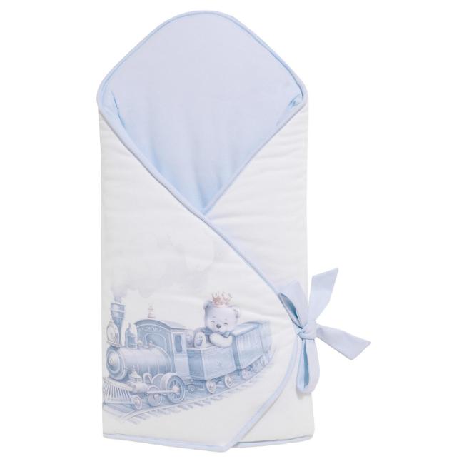 Picture of Sofija Baby Rayan Collection Bear & Train Padded Baby Nest - Pale Blue