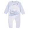 Picture of Sofija Baby Rayan Collection Bear & Train Babygrow Hat & Swaddle Set X 3 - Pale Blue