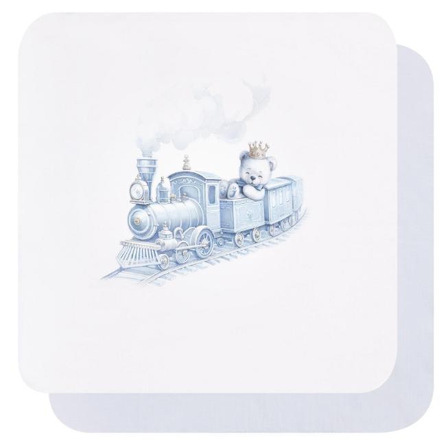 Picture of Sofija Baby Rayan Collection Bear & Train Muslins Set X 2 - Pale Blue