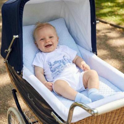 Picture of Sofija Baby Rayan Collection Bear & Train Print  Romper - Pale Blue