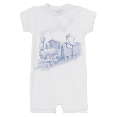Picture of Sofija Baby Rayan Collection Bear & Train Print  Romper - Pale Blue