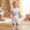 Picture of Sofija Baby Rayan Collection Bear & Train Print  Shorts Set X 2  - Pale Blue