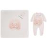 Picture of Sofija Baby Nel Collection Babygrow Hat & Swaddle Set X 3 - Ivory Pink