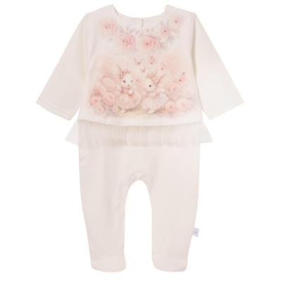 Picture of Sofija Baby Nel Collection Bunny Print  Babygrow - Ivory Pink