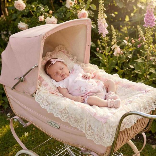 Picture of Sofija Baby Nel Collection Bunny Print Muslin Romper - Ivory Pink