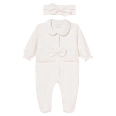Picture of Sofija Baby Salma Collection Babygrow With Headband Set X 2 - Ivory
