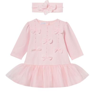 Picture of Sofija Baby Hana Collection Diamante & Bow Dress & Headband Set x 2 - Pink
