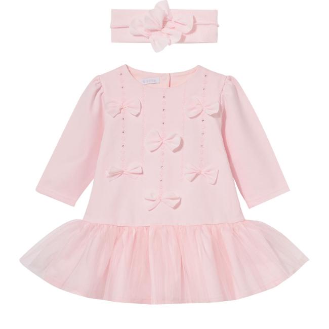 Picture of Sofija Baby Hana Collection Diamante & Bow Dress & Headband Set x 2 - Pink