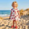 Picture of Mayoral Toddler Girls Summer Cherry Print Cheesecloth Dress - Ivory Red