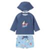 Picture of Mayoral Newborn Boys Sealife Swim Shorts Rashguard & Sunhat Set X 3 - Navy Blue Multi