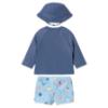 Picture of Mayoral Newborn Boys Sealife Swim Shorts Rashguard & Sunhat Set X 3 - Navy Blue Multi