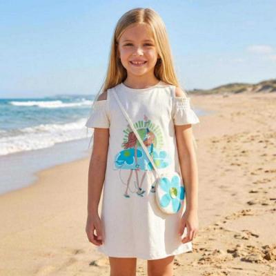 Picture of Mayoral Girls Summer Dress & Bag Set X 2 - Cream