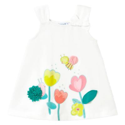 Picture of Mayoral Toddler Girls Summer Sun Dress With Applique - White Multi