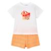 Picture of Mayoral Girls Summer Top & Ruffle Shorts Set X 2 - Cream Orange