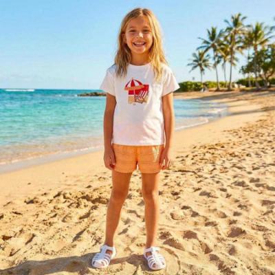 Picture of Mayoral Girls Summer Top & Ruffle Shorts Set X 2 - Cream Orange