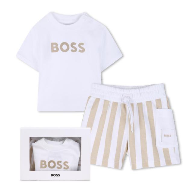 Picture of BOSS Baby Boys T-Shirt & Shorts Gift Box Set X 2  - Sand Beige