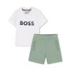 Picture of BOSS Toddler Boys Mini Me T-Shirt & Bermuda Shorts Set X 2 - White Beige Green