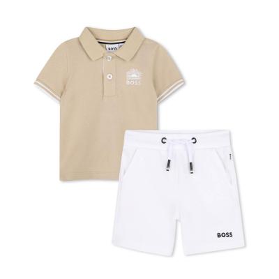 Picture of BOSS Toddler Boys Polo Top & Bermuda Shorts Set X 2 - Beige White
