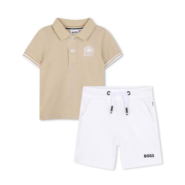 Picture of BOSS Toddler Boys Polo Top & Bermuda Shorts Set X 2 - Beige White