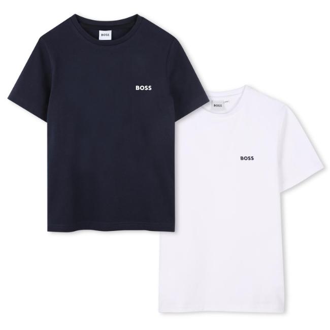 Picture of BOSS Boys 2 X Short Sleeve T-Shirts - Navy & White