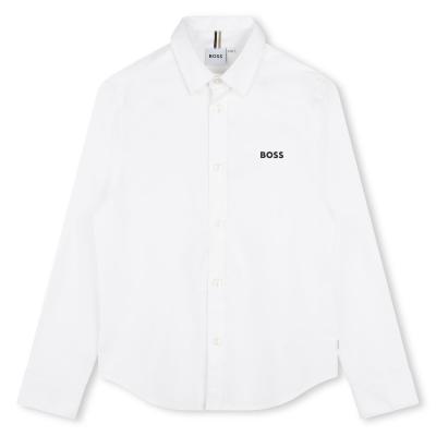 Picture of BOSS Boys Long Sleeve Traditional Oxford Cotton Shirt - White